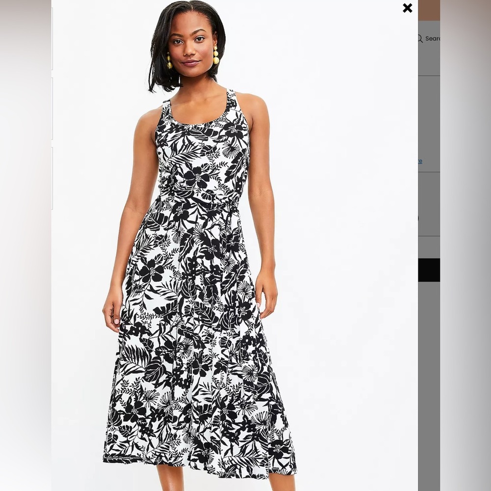 NWT Loft Palm Tie Waist Midi Dress Size Large